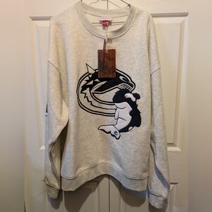 Mitchell & Ness NHL Vancouver Canucks Logo Plush Oversized Sweatshirt XL NEW